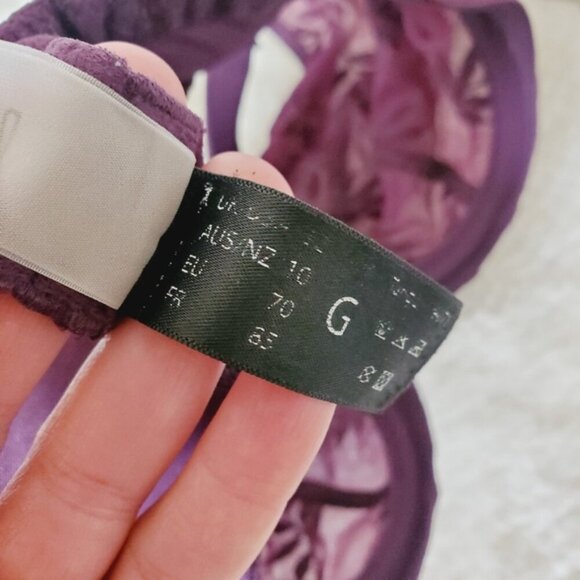 Panache Paris Purple Embroidered Lace Full Coverage Unlined Bra 32G - Picture 5 of 5